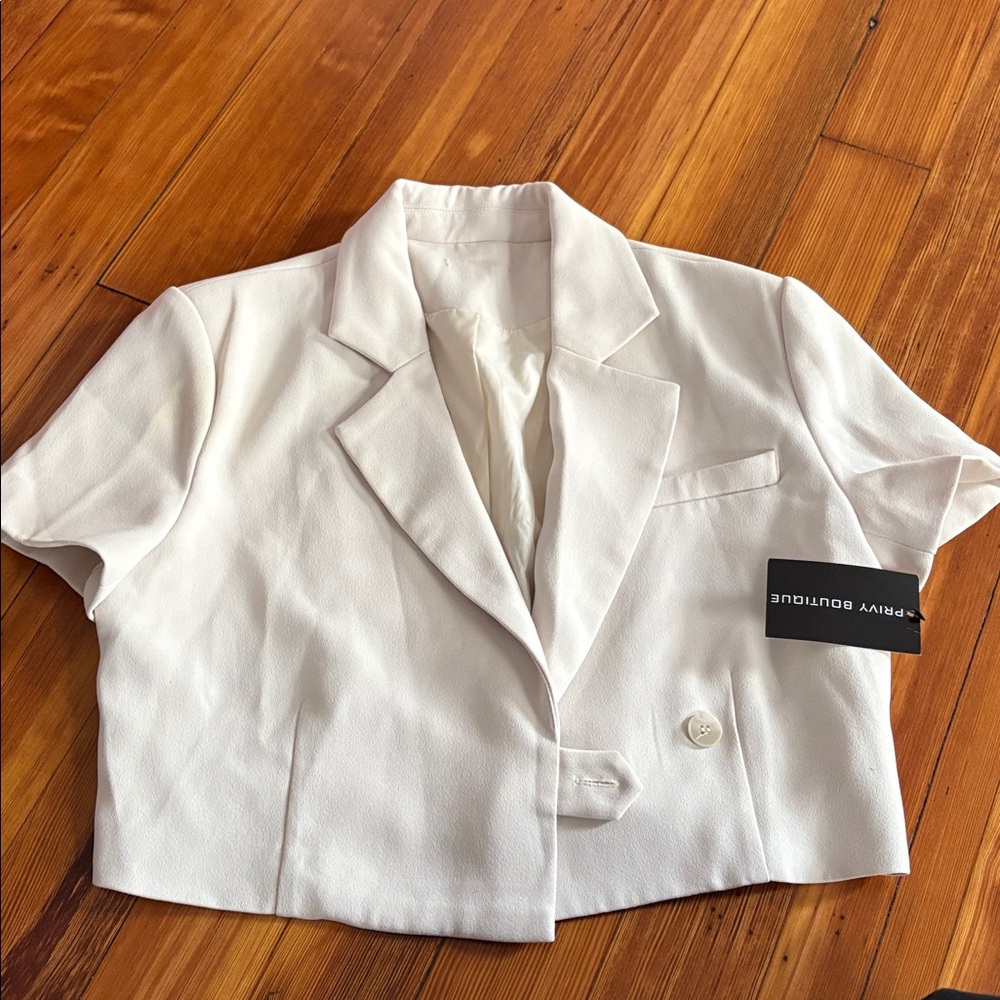 White Short Sleeve Blazer